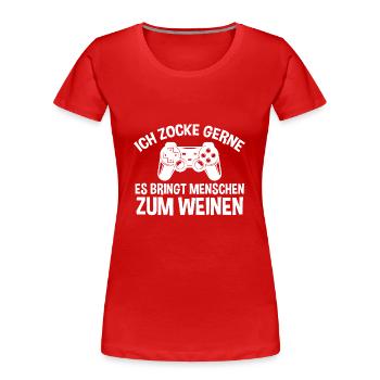 Zocker Zocken Gamer - Frauen Premium Bio T-Shirt - Rot - Vorne - Mia (176cm)
