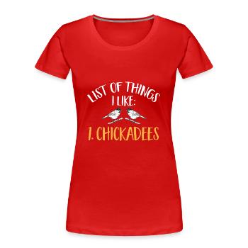 Observation des oiseaux mésanges - T-shirt bio Premium Femme - rouge - Devant - Mia (176cm)