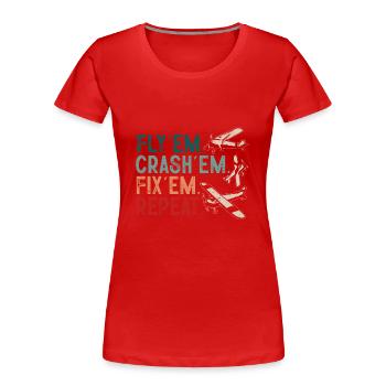 Ferngesteuertes Flugzeug Modellflugzeug - Frauen Premium Bio T-Shirt - Rot - Vorne - Mia (176cm)