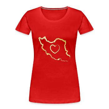 Iran Country Heart Love Persian - Women's Premium Organic T-Shirt - red - Front - Mia (176cm)