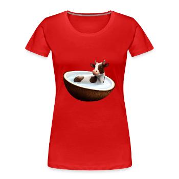 Kuh in Kokosnuss - Frauen Premium Bio T-Shirt - Rot - Vorne - Mia (176cm)