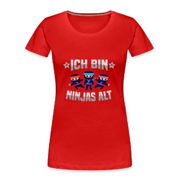 Dritter Geburtstag Kämpfer 3. Geburtstag Ninja - Frauen Premium Bio T-Shirt - Rot - Vorne - Mia (176cm)