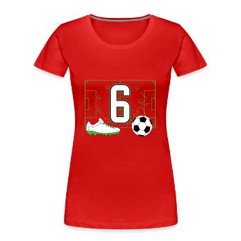 Fußballverein Amateurfußball 6 Geburtstag Fußball - Frauen Premium Bio T-Shirt - Rot - Vorne - Mia (176cm)