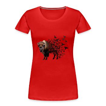 Bison - Frauen Premium Bio T-Shirt - Rot - Vorne - Mia (176cm)