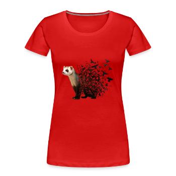 Frettchen - Frauen Premium Bio T-Shirt - Rot - Vorne - Mia (176cm)