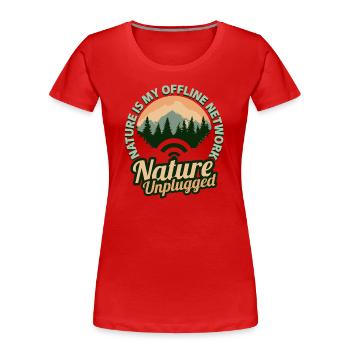 Nature Unplugged – Offline Hiking Camping - Frauen Premium Bio T-Shirt - Rot - Vorne - Mia (176cm)