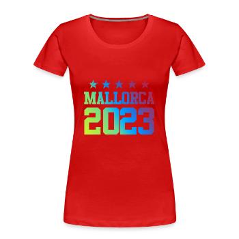 Majorque 2023 - T-shirt bio Premium Femme - rouge - Devant - Mia (176cm)
