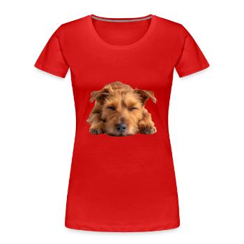 Irish Terrier - Frauen Premium Bio T-Shirt - Rot - Vorne - Mia (176cm)