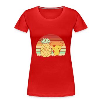 Pizza Hawaii Pizza Ananas - Frauen Premium Bio T-Shirt - Rot - Vorne - Mia (176cm)