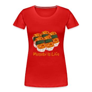 Musubi Liebe - Hawaiianischer Food-Vibe - Frauen Premium Bio T-Shirt - Rot - Vorne - Mia (176cm)