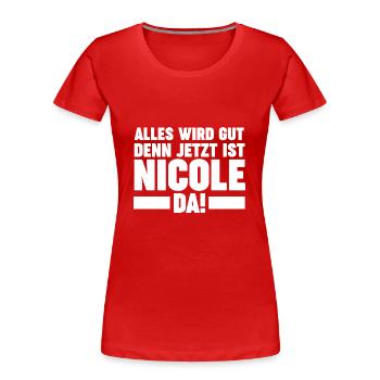Nicole - Frauen Premium Bio T-Shirt - Rot - Vorne - Mia (176cm)