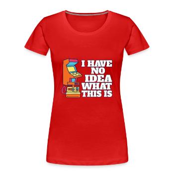 Je n’ai aucune idée de ce que c’est que les années 70 Retour en arrière des années 80 - T-shirt bio Premium Femme - rouge - Devant - Mia (176cm)