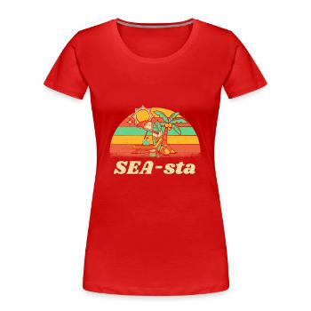 SEA-sta Beach Summer Ocean Tropical Seaside Trip - Frauen Premium Bio T-Shirt - Rot - Vorne - Mia (176cm)