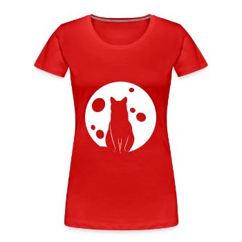 Cat in the Moon Night Cats - Women's Premium Organic T-Shirt - red - Front - Mia (176cm)