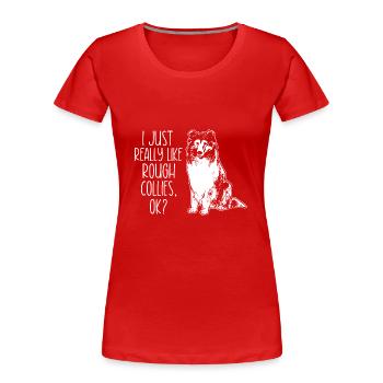 Longhair Collie Rough Collie Dog - Women's Premium Organic T-Shirt - red - Front - Mia (176cm)