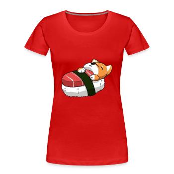 Shiba Inu Hund Sushi Japan Akita I Geschenk - Frauen Premium Bio T-Shirt - Rot - Vorne - Mia (176cm)