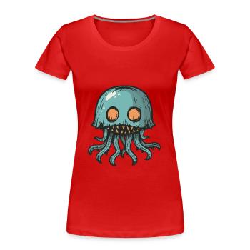 Qualle Halloween Comic Lustig - Frauen Premium Bio T-Shirt - Rot - Vorne - Mia (176cm)