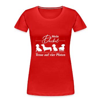Dackel Treue auf vier Pfoten. Dackelsilhouetten - Frauen Premium Bio T-Shirt - Rot - Vorne - Mia (176cm)