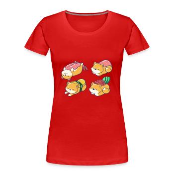 Shiba Inu Hund Sushi Japan Akita I Geschenk - Frauen Premium Bio T-Shirt - Rot - Vorne - Mia (176cm)