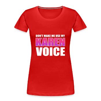 Karen - T-shirt bio Premium Femme - rouge - Devant - Mia (176cm)