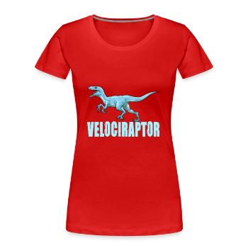 Dinosaurier Velociraptor Raptor Dino - Frauen Premium Bio T-Shirt - Rot - Vorne - Mia (176cm)