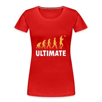 Ultimate Frisbee Throwing Disc - Women's Premium Organic T-Shirt - red - Front - Mia (176cm)