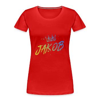 Jakob - Frauen Premium Bio T-Shirt - Rot - Vorne - Mia (176cm)