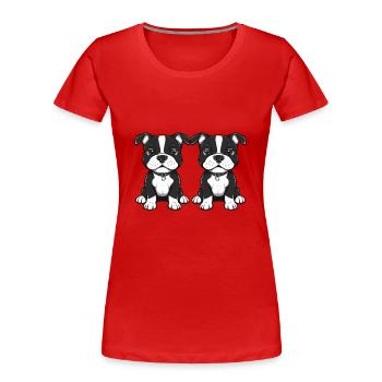 Pit Terrier Chien Bande dessinée - T-shirt bio Premium Femme - rouge - Devant - Mia (176cm)