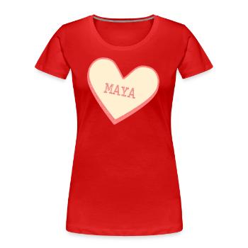 Maya - Frauen Premium Bio T-Shirt - Rot - Vorne - Mia (176cm)