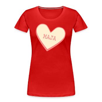 Maja Surname First Name Pink Sugar Heart - Women's Premium Organic T-Shirt - red - Front - Mia (176cm)