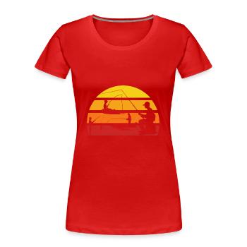 Bateau de pêche Vintage Sunset Bateau de pêche Angler - T-shirt bio Premium Femme - rouge - Devant - Mia (176cm)