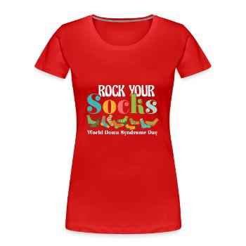 Sensibilisation au syndrome de Down Trisomie 21 - T-shirt bio Premium Femme - rouge - Devant - Mia (176cm)