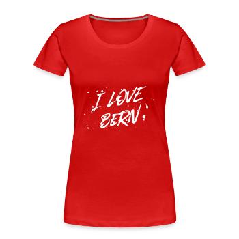 J’aime Berne - T-shirt bio Premium Femme - rouge - Devant - Mia (176cm)