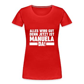 Manuela - Frauen Premium Bio T-Shirt - Rot - Vorne - Mia (176cm)