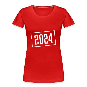 2024 Jahr - Frauen Premium Bio T-Shirt - Rot - Vorne - Mia (176cm)