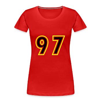97 Nombre Collège - T-shirt bio Premium Femme - rouge - Devant - Mia (176cm)