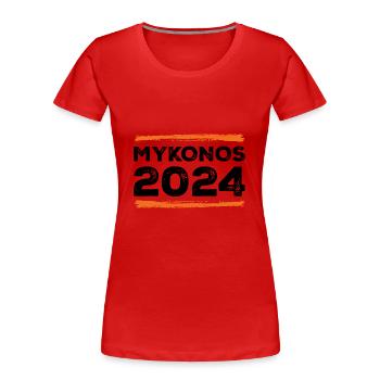 Mykonos 2024 - T-shirt bio Premium Femme - rouge - Devant - Mia (176cm)