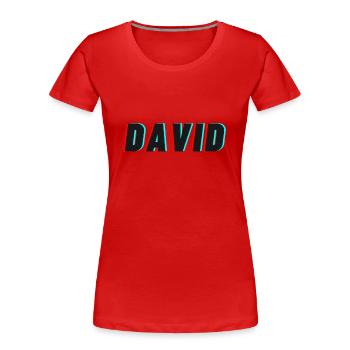 DAVID Lettrage - Tiktok Style - Très moderne - T-shirt bio Premium Femme - rouge - Devant - Mia (176cm)