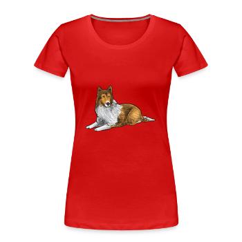 Longhair Collie Rough Collie Dog - Women's Premium Organic T-Shirt - red - Front - Mia (176cm)