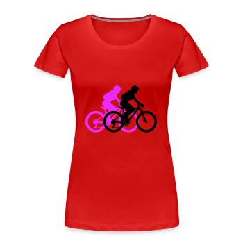 VTT Vélo Femme Silhouette - T-shirt bio Premium Femme - rouge - Devant - Mia (176cm)