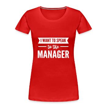 Karen - T-shirt bio Premium Femme - rouge - Devant - Mia (176cm)