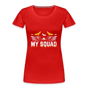 Raubvogel lustige Falkner Spruch Jagd design - Frauen Premium Bio T-Shirt - Rot - Vorne - Mia (176cm)