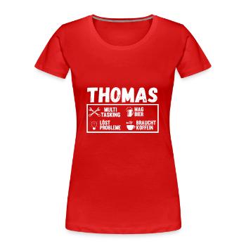Thomas - Frauen Premium Bio T-Shirt - Rot - Vorne - Mia (176cm)