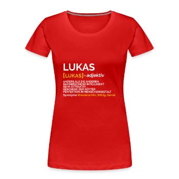 Lukas - Frauen Premium Bio T-Shirt - Rot - Vorne - Mia (176cm)