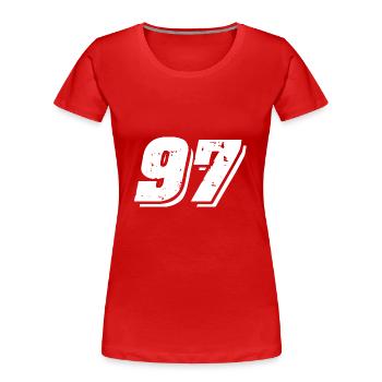 97 Symbole numérique - T-shirt bio Premium Femme - rouge - Devant - Mia (176cm)
