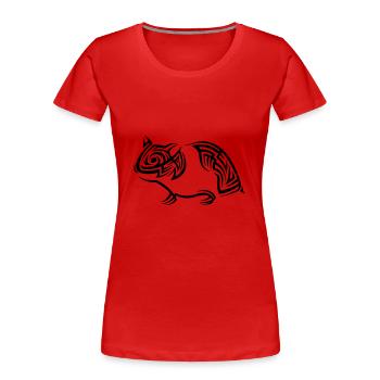 Tatouage tribal hamster - T-shirt bio Premium Femme - rouge - Devant - Mia (176cm)