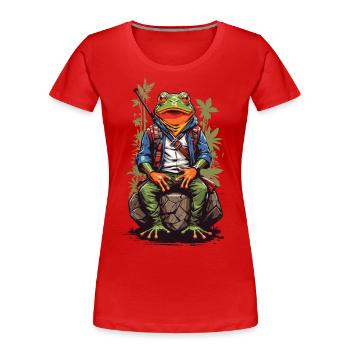 Style artistique de personnage de grenouille d’anime rétro Japon - T-shirt bio Premium Femme - rouge - Devant - Mia (176cm)