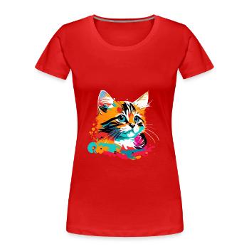 Chaton, Chat - T-shirt bio Premium Femme - rouge - Devant - Mia (176cm)