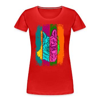 German Shepherd Shabby Popart - Women's Premium Organic T-Shirt - red - Front - Mia (176cm)