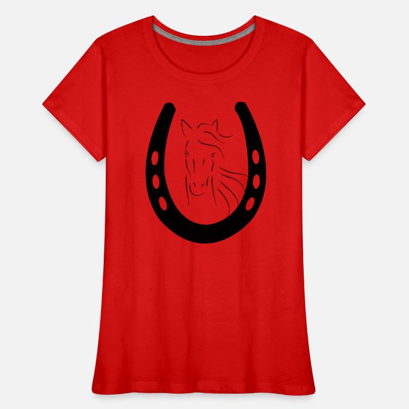 Cheval avec fer à cheval T-shirt bio Premium Femme